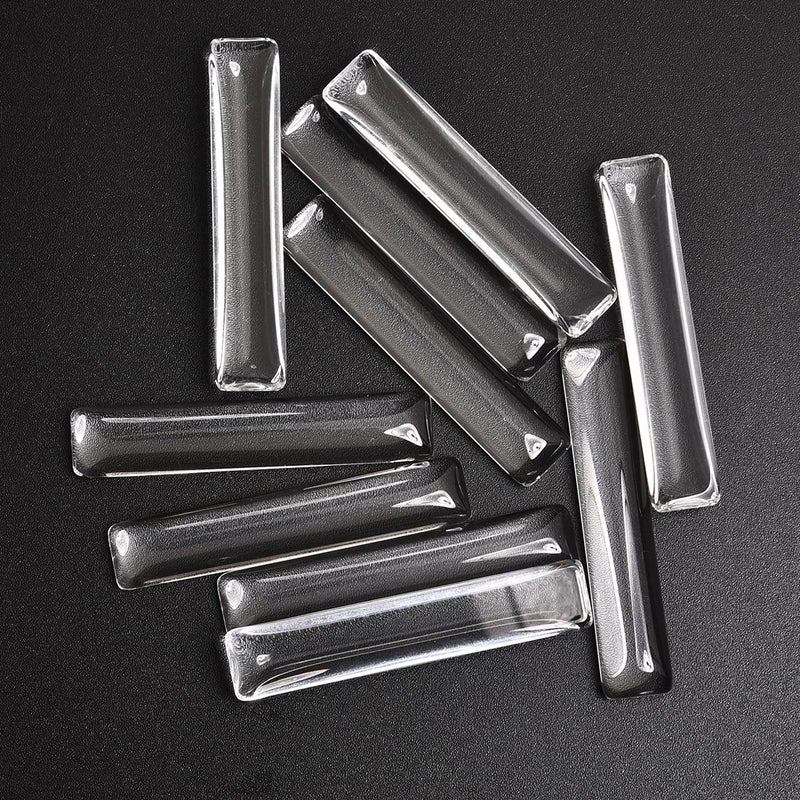 DROLE 60Pcs Pendant Trays and Cabochons-30Pcs Rectangle Bezel Pendant Trays and 30Pcs Glass Dome Cabochon Tiles for Jewelry Making White K - Image 3